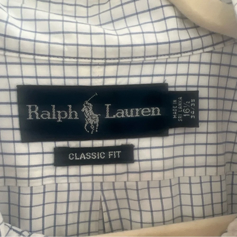 Polo Ralph Lauren Classic Fit Buttondown Blue Check XL 16.5 Neck